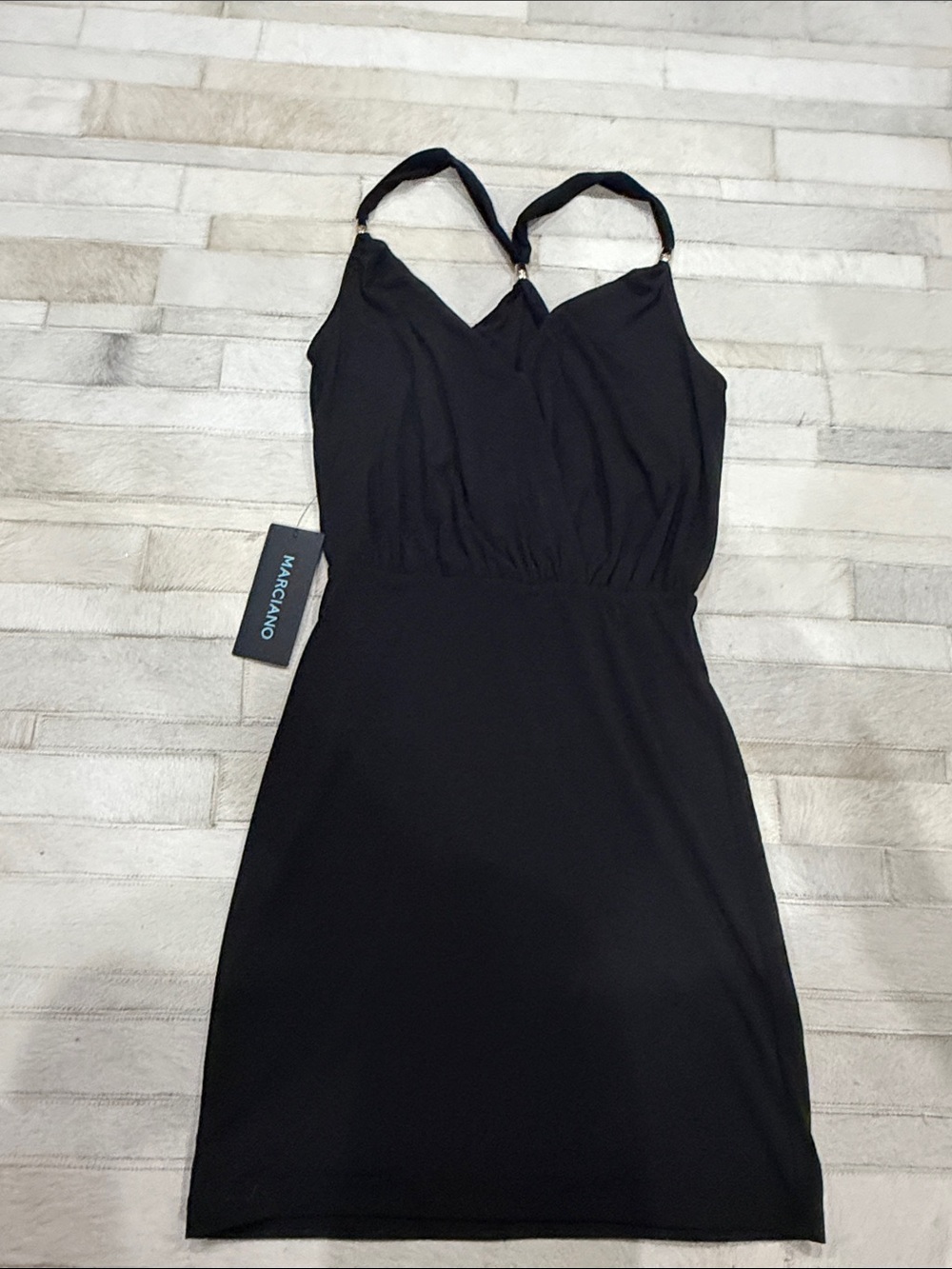 Marciano Black V-Neck Bodycon Mini Dress